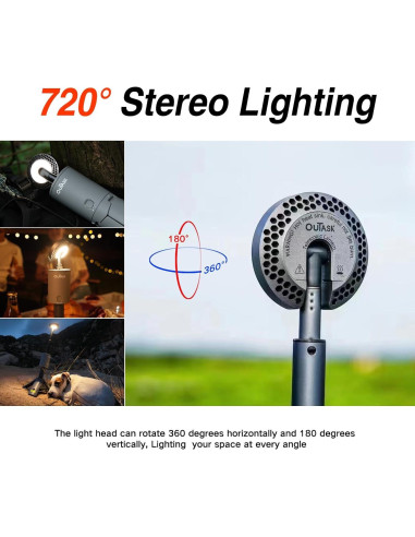 Lámpara de Camping Telescópica Outask Verde Militar 12000mAh