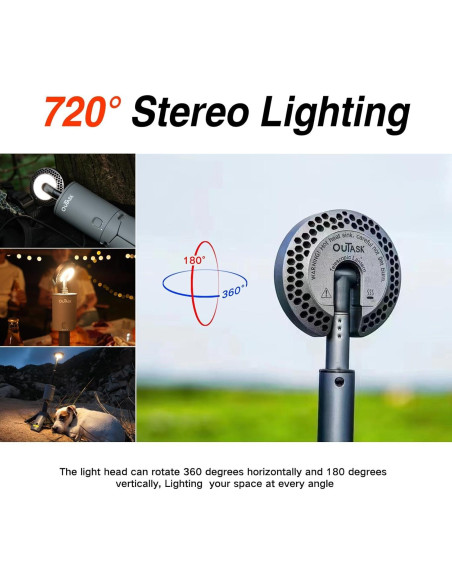 Lámpara de Camping Telescópica Outask Verde Militar 12000mAh