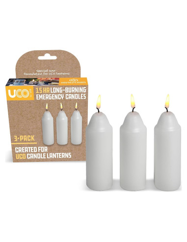 Velas Blancas UCO de 9 Horas para Linternas - Paquete de 3
