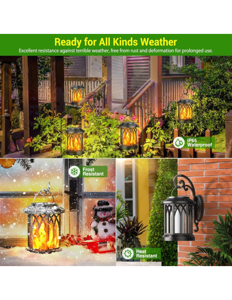 Linternas Solares KOOPER 4 Paquete con Llama Parpadeante Linternas Solares KOOPER 4 Paquete con Llama Parpadeante