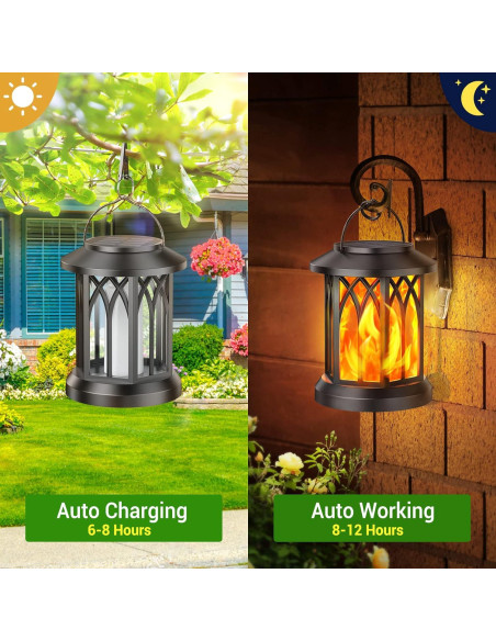 Linternas Solares KOOPER 4 Paquete con Llama Parpadeante Linternas Solares KOOPER 4 Paquete con Llama Parpadeante