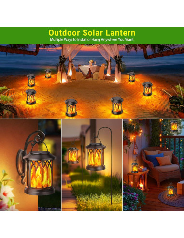 Linternas Solares KOOPER 4 Paquete con Llama Parpadeante