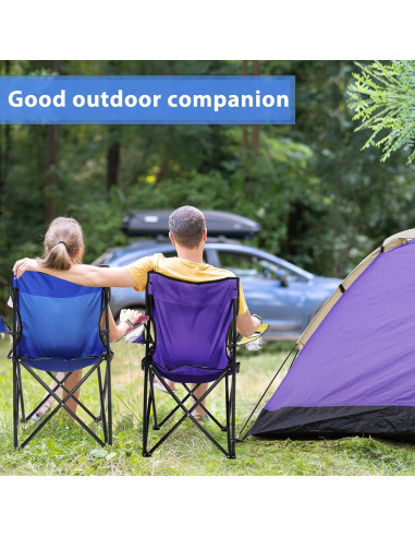 4 Sillas de Camping Plegables Anglechic con Portavasos