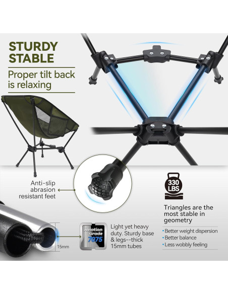 Silla de Camping Plegable MARCHWAY Verde 150Kg Ultraligera