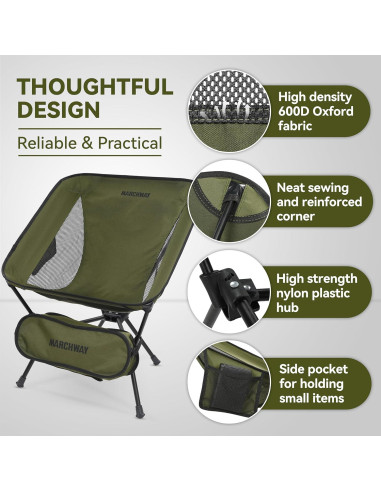 Silla de Camping Plegable MARCHWAY Verde 150Kg Ultraligera