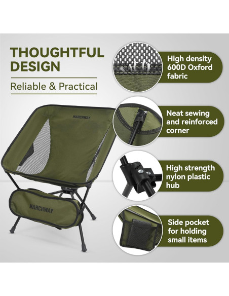 Silla de Camping Plegable MARCHWAY Verde 150Kg Ultraligera