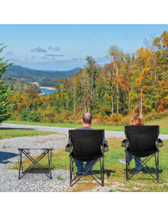 Leonyo 2 Sillas de Camping Plegables con Mesa - Negro 2