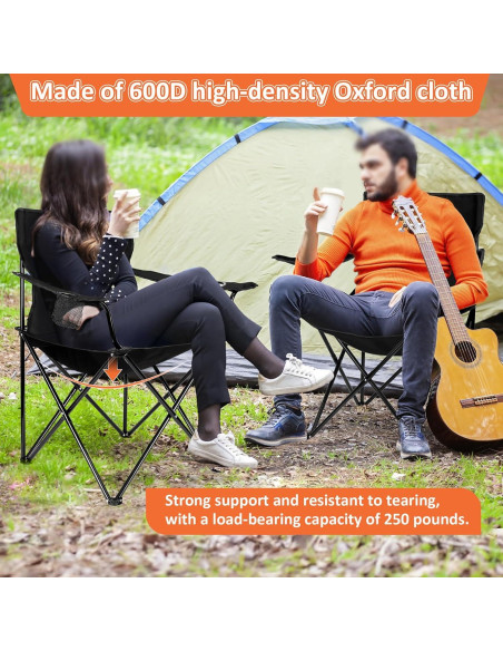 Leonyo 2 Sillas de Camping Plegables con Mesa - Negro