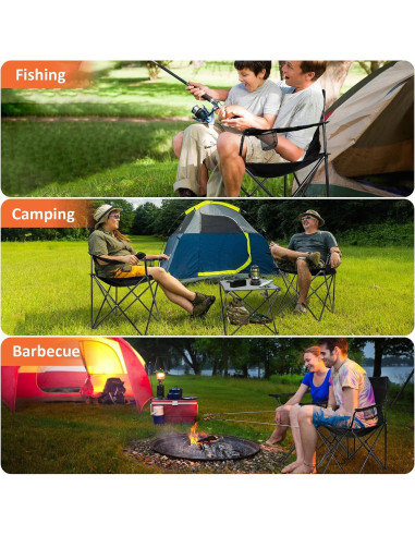 Leonyo 2 Sillas de Camping Plegables con Mesa - Negro