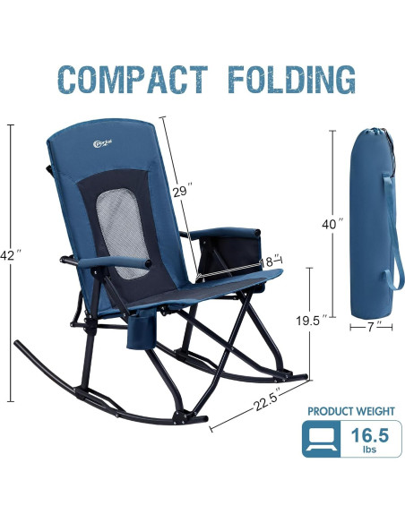 Silla de Camping Plegable Portal Charles con Respaldo Alto