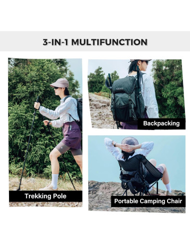 Silla de Camping Alocs 3-en-1 con Bastones de Trekking