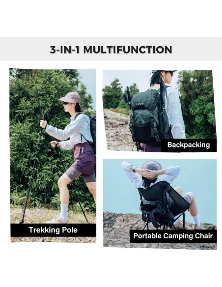 Silla de Camping Alocs 3-en-1 con Bastones de Trekking Silla de Camping Alocs 3-en-1 con Bastones de Trekking