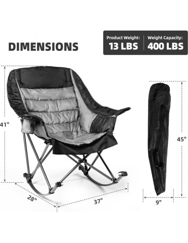 Silla de Camping Mecedora Foristrail Acolchada 181kg Plegable