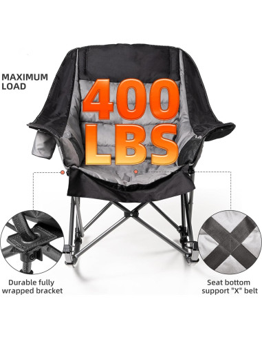 Silla de Camping Mecedora Foristrail Acolchada 181kg Plegable
