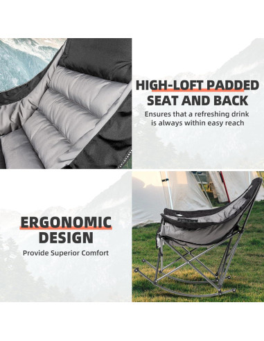 Silla de Camping Mecedora Foristrail Acolchada 181kg Plegable