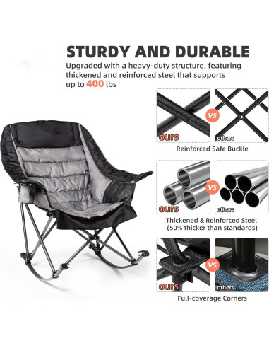 Silla de Camping Mecedora Foristrail Acolchada 181kg Plegable