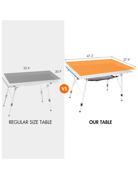 Mesa Camping PORTAL Plegable 120x70 cm Plata con Bolsa