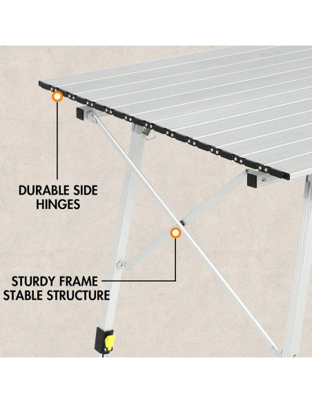Mesa Camping PORTAL Plegable 120x70 cm Plata con Bolsa