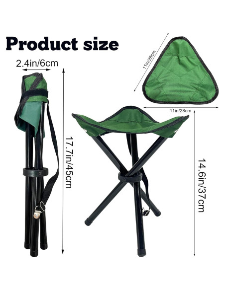 Taburete de Camping Plegable CebraBounze 37 cm Verde 136 kg