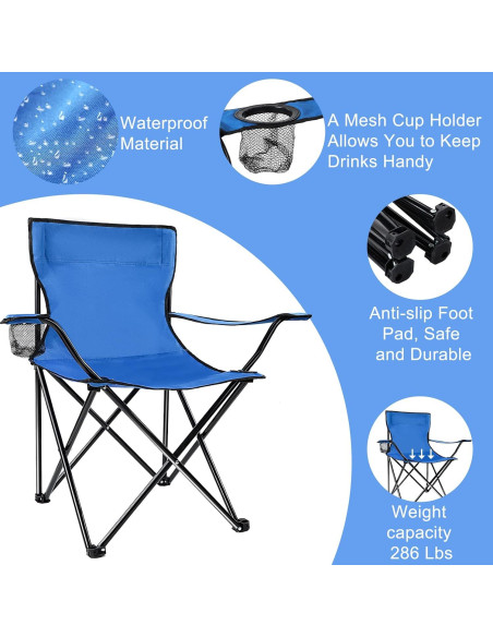 Paquete de 4 Sillas Plegables FairySandy Azul 50x50x80 cm