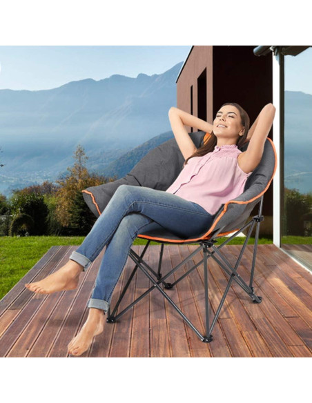 Sillón de Camping Plegable Outdoor Living Suntime Gris Naranja