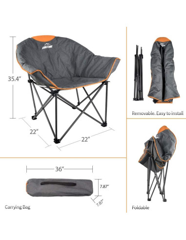 Sillón de Camping Plegable Outdoor Living Suntime Gris Naranja