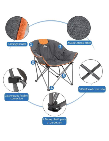 Sillón de Camping Plegable Outdoor Living Suntime Gris Naranja