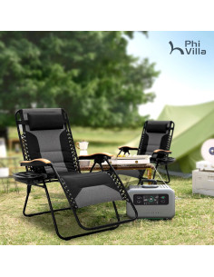 Silla de Gravedad Cero PHI VILLA XXL Reclinable 76cm Negro 2