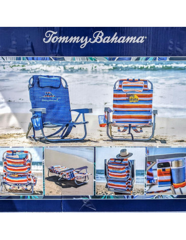 Silla de Playa Plegable Tommy Bahama Bahama Azul 5 Posiciones