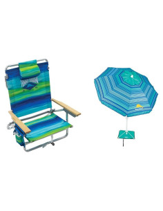 Silla de Playa Mochila Tommy Bahama 5 Posiciones + Sombrilla 1.83m