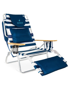 Silla de Playa Reclinable Ostrich Deluxe 3N1 Rayas Azules