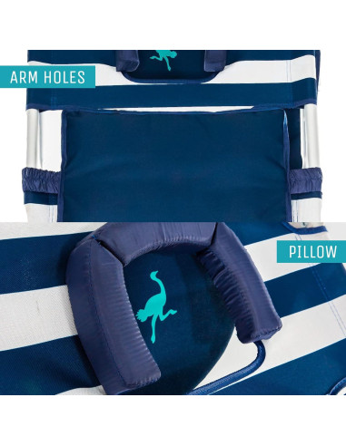 Silla de Playa Reclinable Ostrich Deluxe 3N1 Rayas Azules