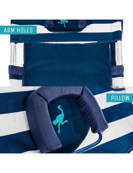 Silla de Playa Reclinable Ostrich Deluxe 3N1 Rayas Azules