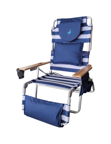 Silla de Playa Reclinable Ostrich Deluxe 3N1 Rayas Azules