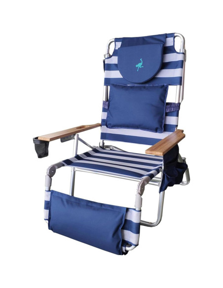 Silla de Playa Reclinable Ostrich Deluxe 3N1 Rayas Azules