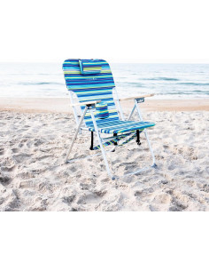 Silla de Playa Plegable Caribbean Joe Azul y Lima 4 Posiciones 2