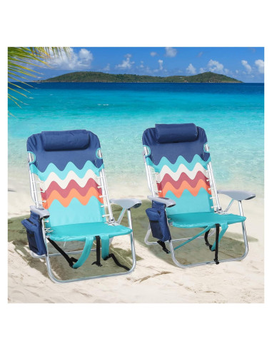 Set de 2 Sillas de Playa LET'S CAMP Charles, 4 Posiciones, 113kg