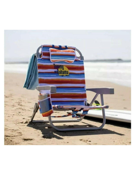 Silla de Playa Mochila Tommy Bahama Bahama 5 Posiciones Rojo/Azul