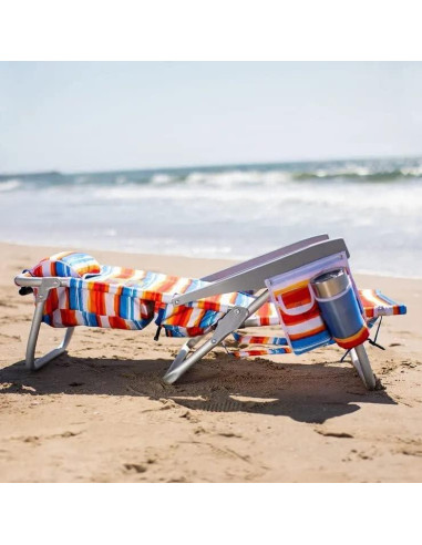 Silla de Playa Mochila Tommy Bahama Bahama 5 Posiciones Rojo/Azul