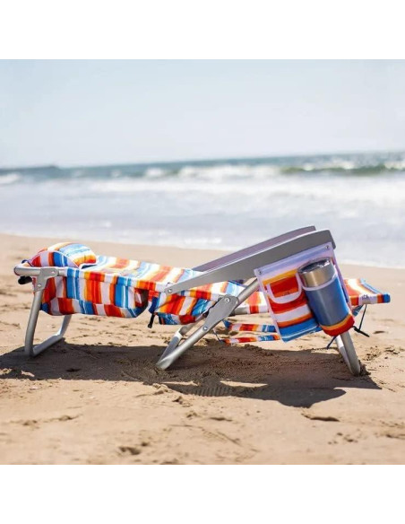 Silla de Playa Mochila Tommy Bahama Bahama 5 Posiciones Rojo/Azul