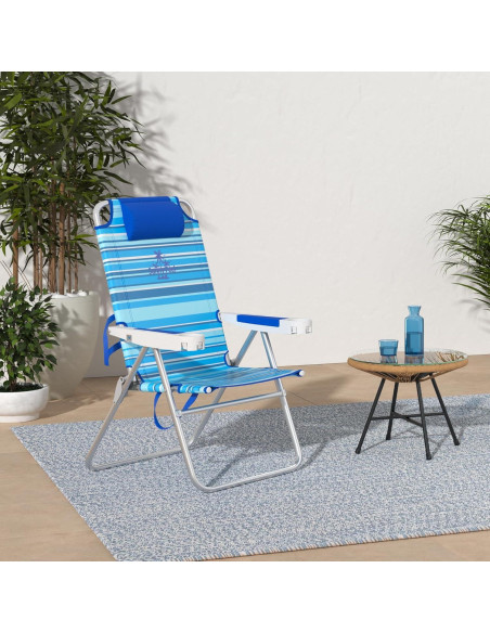 Silla de Playa Plegable SUNNYFEEL Alta 500 LBS Azul Claro