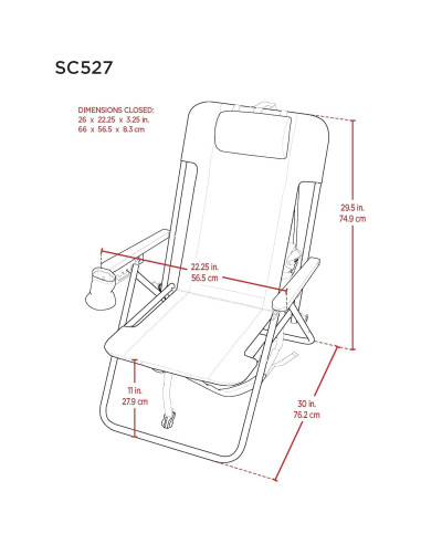 Silla de Playa Plegable Rio Brands 4 Posiciones Azul Marino