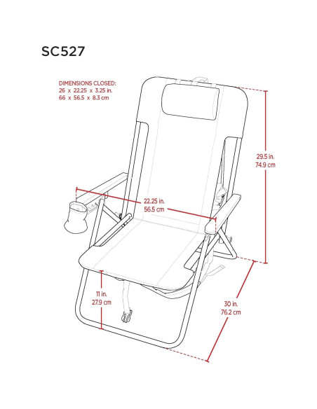 Silla de Playa Plegable Rio Brands 4 Posiciones Azul Marino
