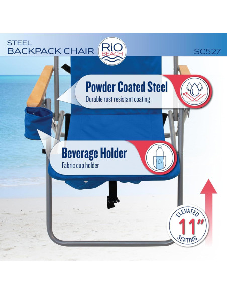 Silla de Playa Plegable Rio Brands 4 Posiciones Azul Marino