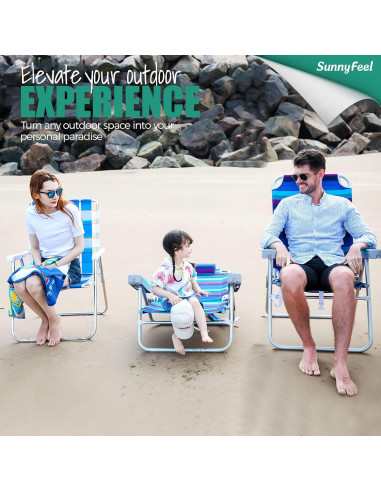 Silla de Playa Plegable SUNNYFEEL Alta 500 LBS Azul Claro