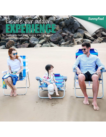 Silla de Playa Plegable SUNNYFEEL Alta 500 LBS Azul Claro