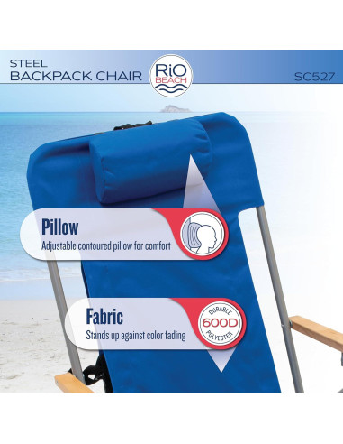Silla de Playa Plegable Rio Brands 4 Posiciones Azul Marino