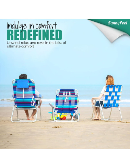 Silla de Playa Plegable SUNNYFEEL Alta 500 LBS Azul Claro