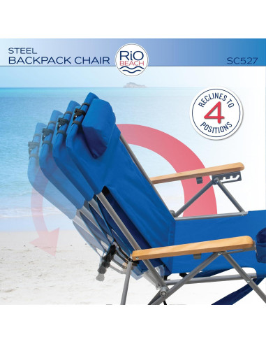 Silla de Playa Plegable Rio Brands 4 Posiciones Azul Marino