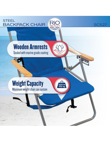 Silla de Playa Plegable Rio Brands 4 Posiciones Azul Marino